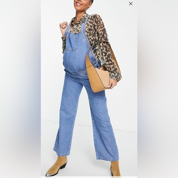 ASOS Maternity Pants - Maternity denim jumpsuit in mid wash